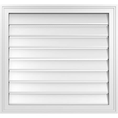 Ekena Millwork Vertical Surface Mount PVC Gable Vent: Functional, w/ 2"W x 1-1/2"P Brickmould Frame, 28"W x 26"H GVPVE28X2602SF